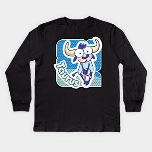 Taurus Colorful Zodiac Sign Cartoon April May Birthday Kids Long Sleeve T-Shirt